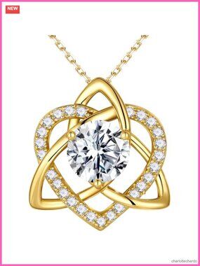Moissanite Celtic Love Knot Pendant Necklace 925 Sterling Silver